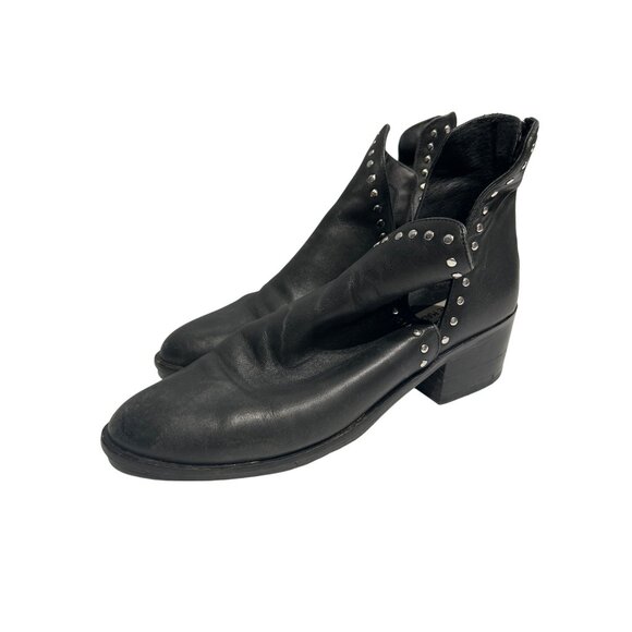 Steve Madden Black Leather Studded Ankle Boots With Zippers Womens Size 9.5M - Picture 4 of 7